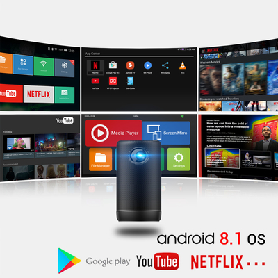 HIFI Hoparlör Modu ile 4K Android 9 Projektör LED Kablosuz Mini DLP Projektörler